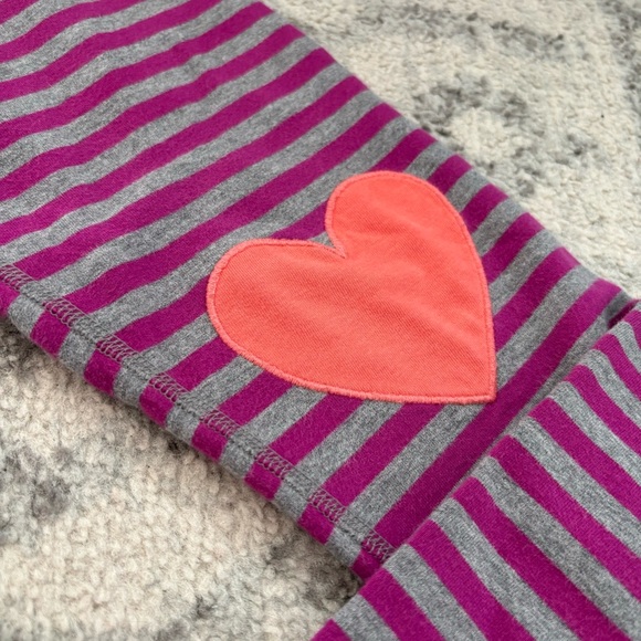 Hanna andersson girls size 10 leggings sweatpants striped heart knees - Picture 2 of 9